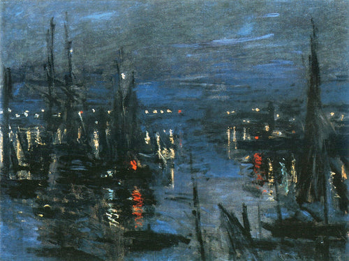 O porto de Le Havre, efeito noturno (Claude Monet) - Reprodução com Qualidade Museu