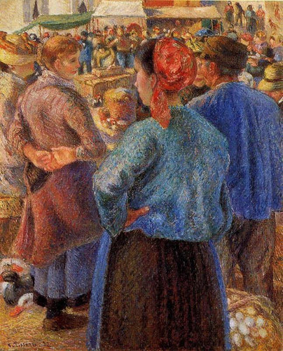 O mercado de aves em Pontoise (Camille Pissarro) - Reprodução com Qualidade Museu