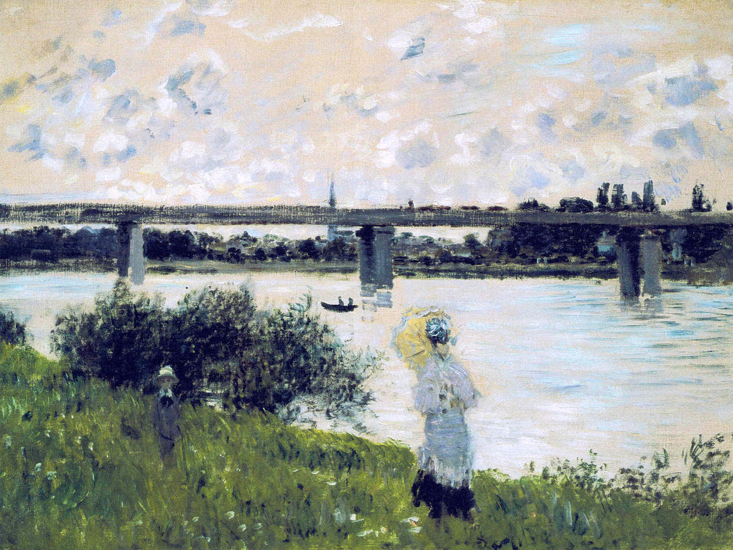 O passeio perto da ponte de Argenteuil (Claude Monet) - Reprodução com Qualidade Museu