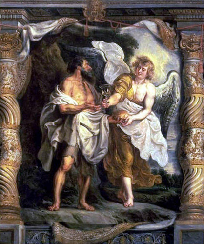 O Profeta Elias e um anjo no deserto (Peter Paul Rubens) - Reprodução com Qualidade Museu