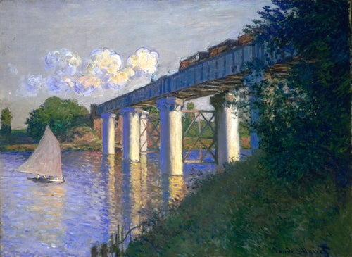 A ponte ferroviária em Argenteuil (Claude Monet) - Reprodução com Qualidade Museu