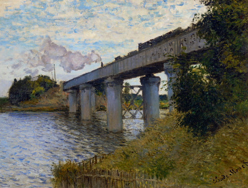 A ponte ferroviária em Argenteuil (Claude Monet) - Reprodução com Qualidade Museu