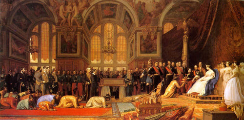 A recepção dos embaixadores siameses pelo imperador Napoleão III no palácio de Fontainebleau (Jean-Leon Gerome) - Reprodução com Qualidade Museu