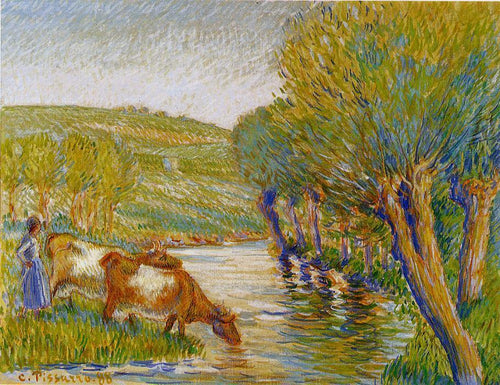 O rio e salgueiros, Eragny (Camille Pissarro) - Reprodução com Qualidade Museu