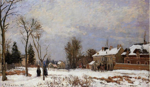 A estrada de Versalhes a Saint Germain, Louveciennes. Efeito de neve (Camille Pissarro) - Reprodução com Qualidade Museu
