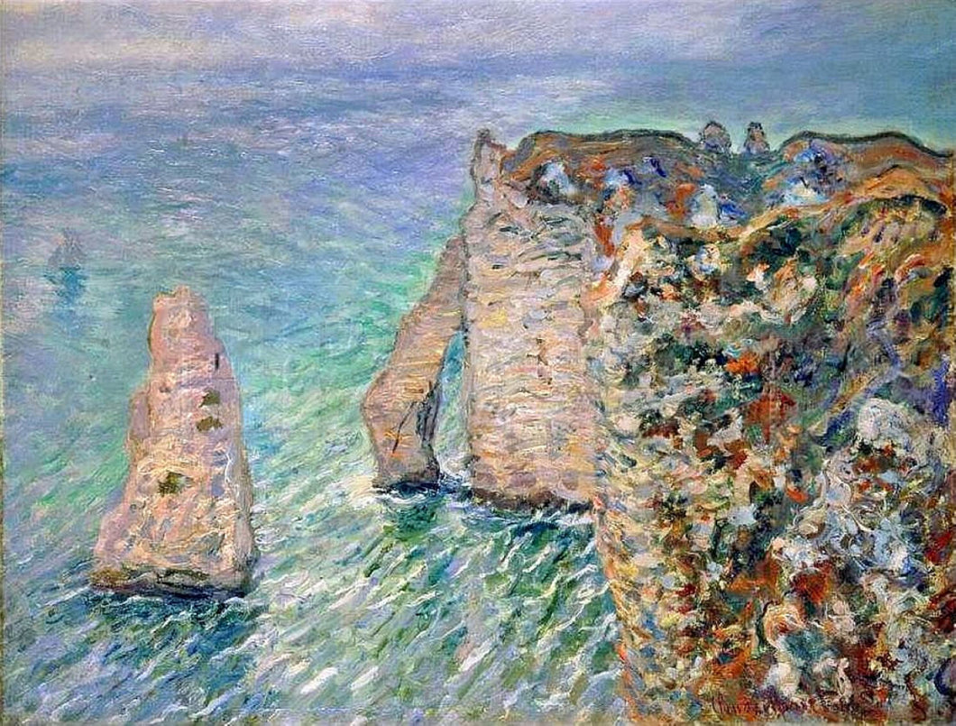 The Rock Needle e o Porte Daval (Claude Monet) - Reprodução com Qualidade Museu