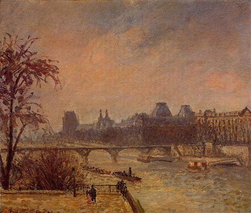 O Sena e o Louvre Paris (Camille Pissarro) - Reprodução com Qualidade Museu