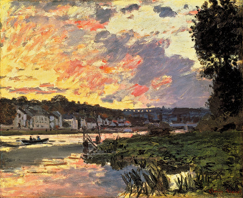 O Sena em Bougival à noite (Claude Monet) - Reprodução com Qualidade Museu