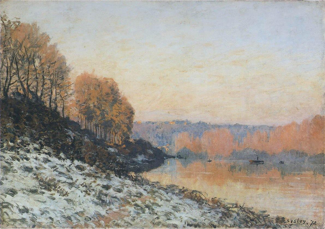 O Sena em Bougival no inverno (Alfred Sisley) - Reprodução com Qualidade Museu