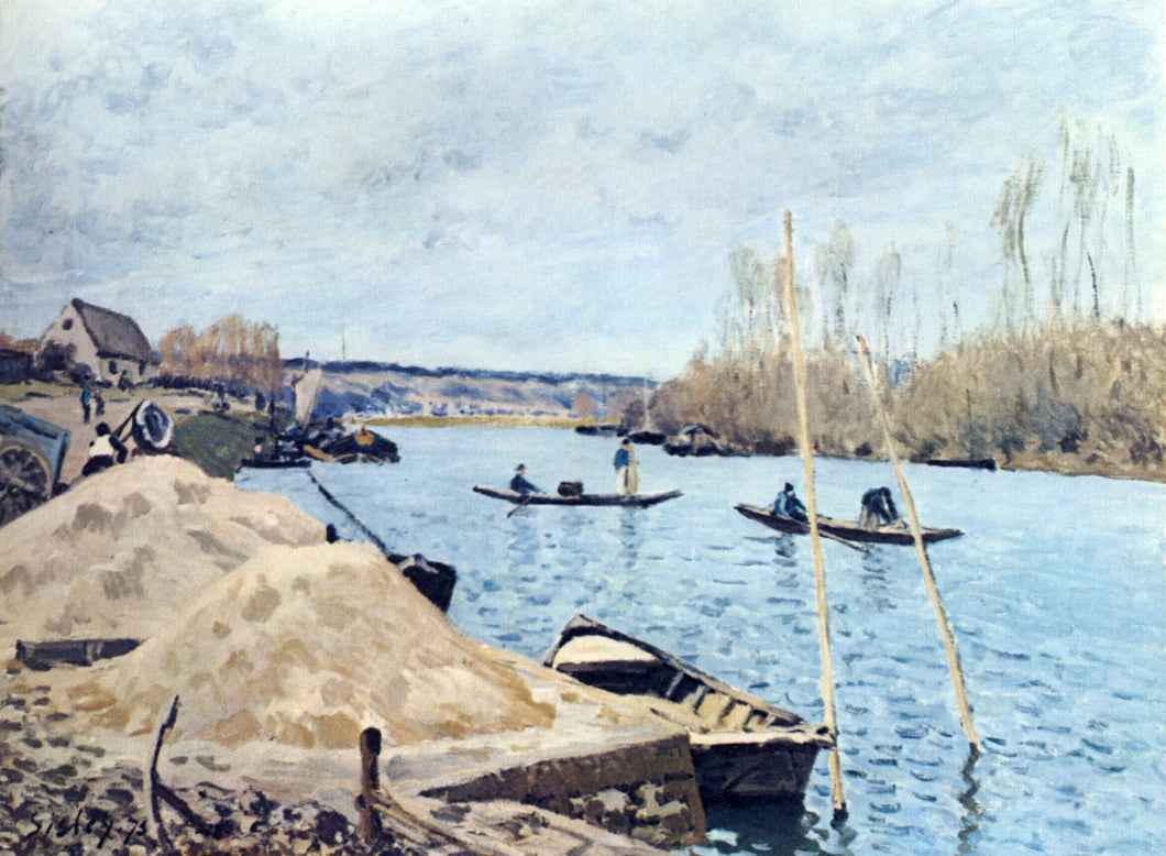 O Sena em Port Marly, Sand Piles (Alfred Sisley) - Reprodução com Qualidade Museu