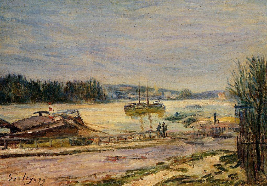 O Sena perto de Saint Cloud, mar alto (Alfred Sisley) - Reprodução com Qualidade Museu