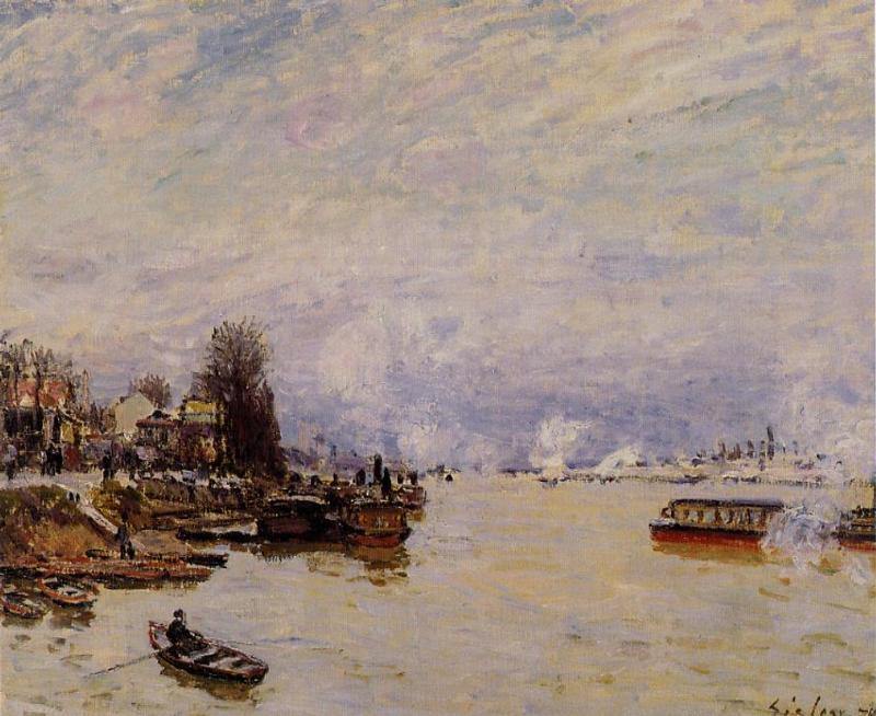 O Sena, vista do Quay De Pont Du Jour (Alfred Sisley) - Reprodução com Qualidade Museu