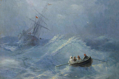 O naufrágio em um mar tempestuoso (Ivan Aivazovsky) - Reprodução com Qualidade Museu