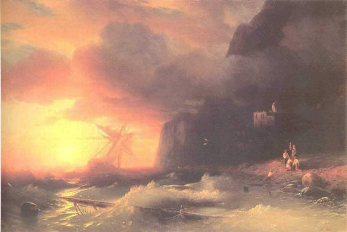 O naufrágio perto da montanha de Aphon (Ivan Aivazovsky) - Reprodução com Qualidade Museu