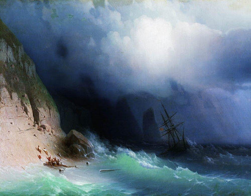 O naufrágio perto de rochas (Ivan Aivazovsky) - Reprodução com Qualidade Museu