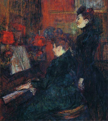 A aula de canto - A professora Mlle Dihau com a sra. Faveraud (Henri de Toulouse-Lautrec) - Reprodução com Qualidade Museu