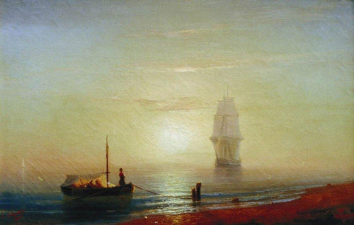 O pôr do sol no mar (Ivan Aivazovsky) - Reprodução com Qualidade Museu