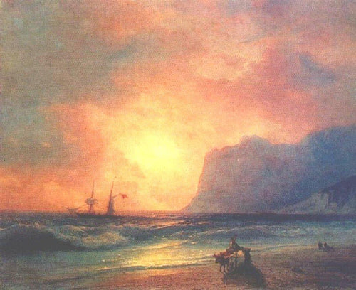 O pôr do sol no mar (Ivan Aivazovsky) - Reprodução com Qualidade Museu