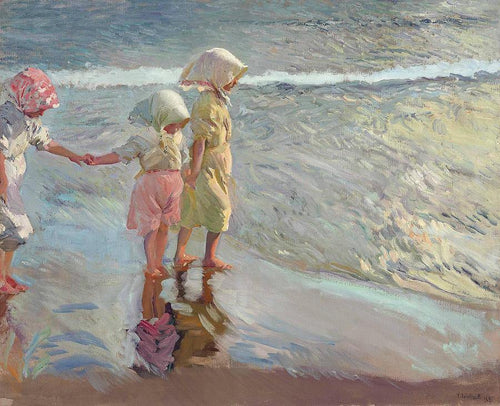 Três Irmãs na Praia (Joaquin Sorolla) - Reprodução com Qualidade Museu