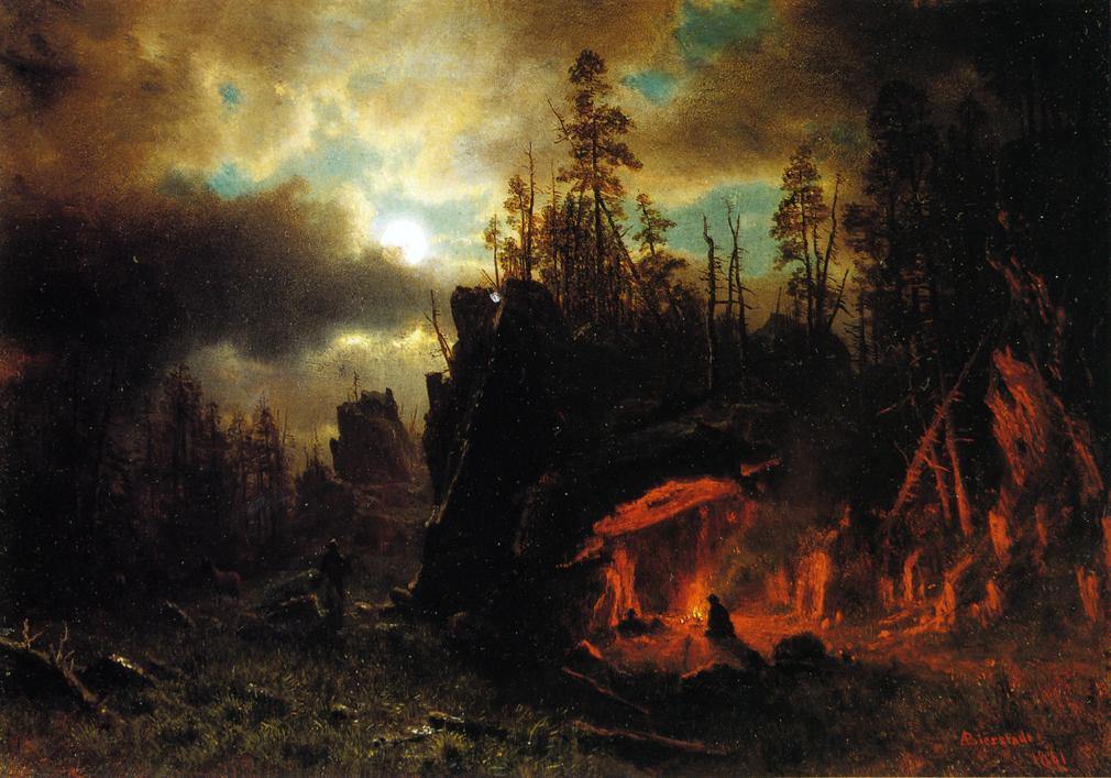 The Trappers Camp (Albert Bierstadt) - Reprodução com Qualidade Museu
