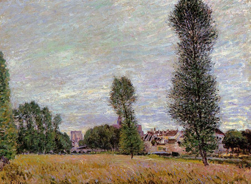 A vila de Moret, vista dos campos (Alfred Sisley) - Reprodução com Qualidade Museu