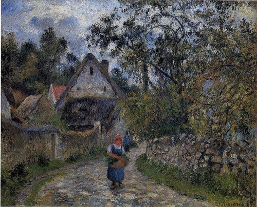 The Village Path - Casas de palha em Valhermeil (Camille Pissarro) - Reprodução com Qualidade Museu