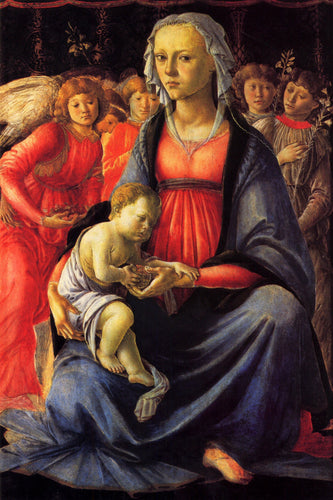 Madonna e criança com cinco anjos (Sandro Botticelli) - Reprodução com Qualidade Museu