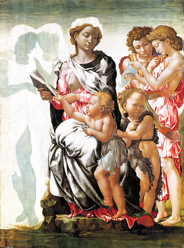 A Virgem e o Menino com São João e os Anjos (Michelangelo) - Reprodução com Qualidade Museu