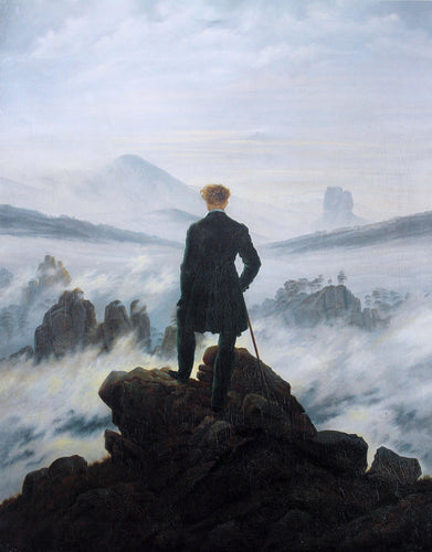 The Wanderer Acima do Mar de Nevoeiro (Caspar David Friedrich) - Reprodução com Qualidade Museu
