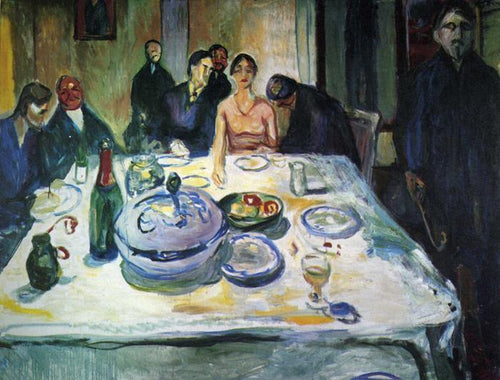 O casamento do boêmio, mastigando sentado na extrema esquerda (Edvard Munch) - Reprodução com Qualidade Museu