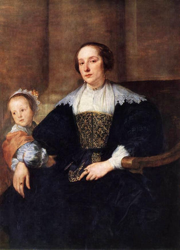 A esposa e filha de Colyn De Nole (Anthony van Dyck) - Reprodução com Qualidade Museu