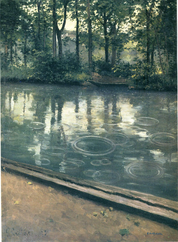 Margem do rio na chuva (Gustave Caillebotte) - Reprodução com Qualidade Museu