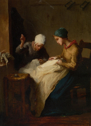 A jovem costureira (Jean-François Millet) - Reprodução com Qualidade Museu