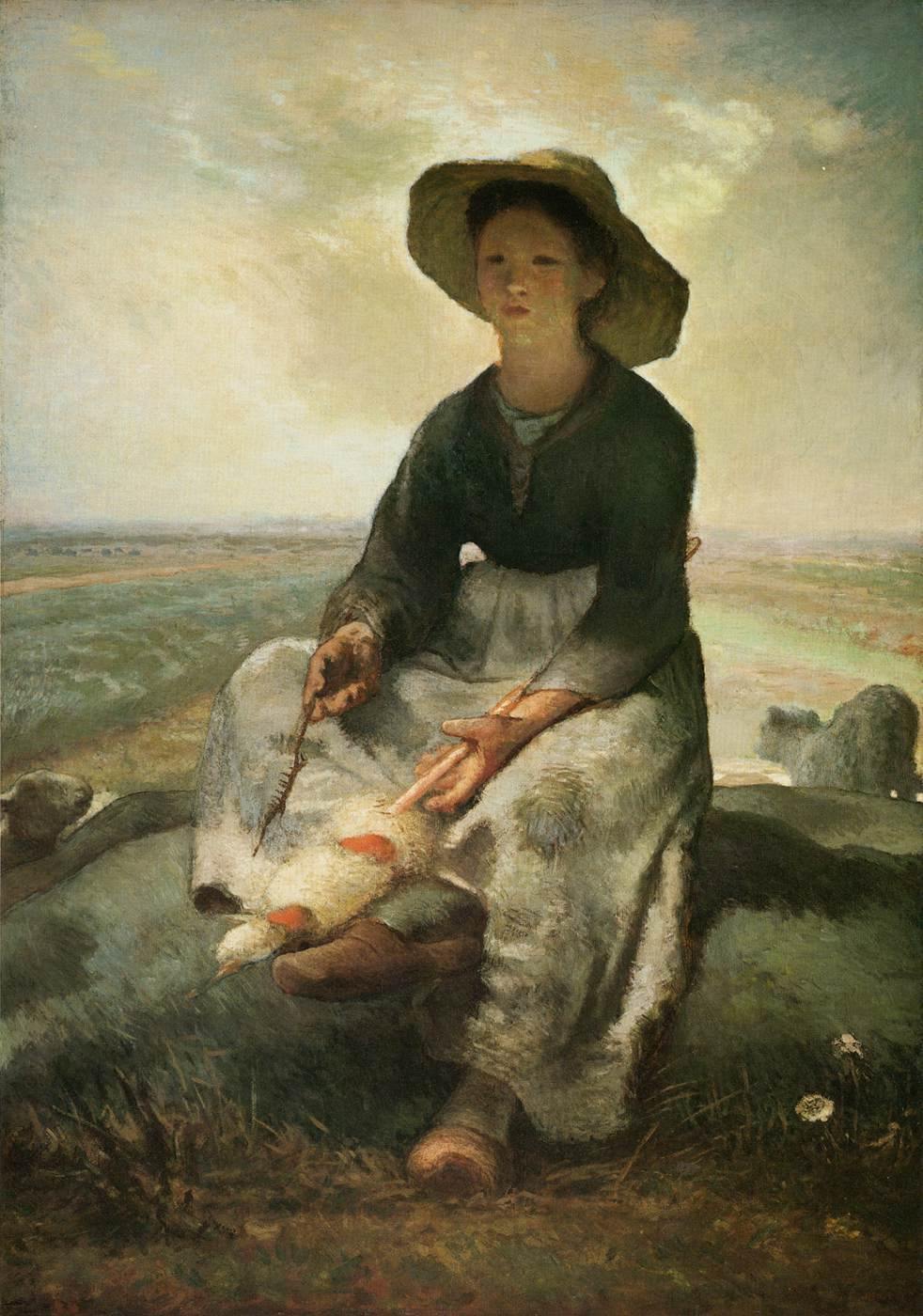 Jovem pastorinha (Jean-François Millet) - Reprodução com Qualidade Museu