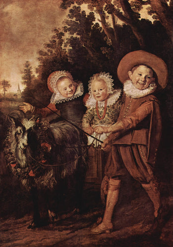 Paulus Van Beresteyn Três crianças com um carrinho de cabra