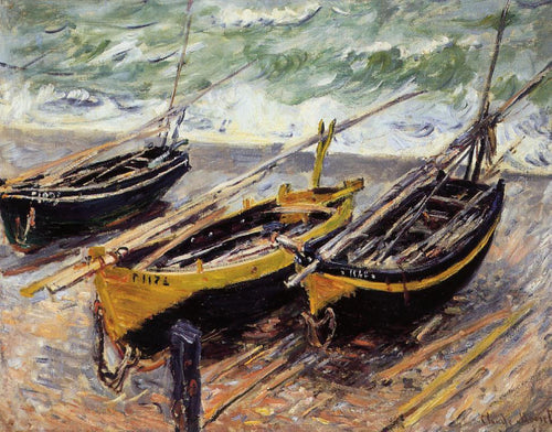 Três Barcos Pesqueiros (Claude Monet) - Reprodução com Qualidade Museu