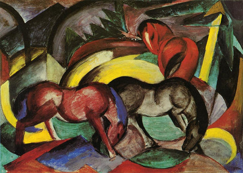 Tres cavalos (Franz Marc) - Reprodução com Qualidade Museu