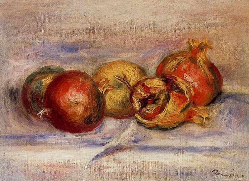 Três Romãs E Duas Maçãs (Pierre-Auguste Renoir) - Reprodução com Qualidade Museu