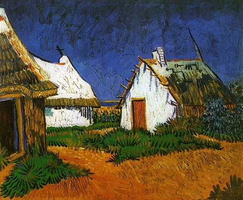Três chalés brancos em Saintes Maries (Vincent Van Gogh) - Reprodução com Qualidade Museu