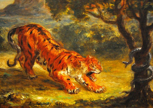Tigre e cobra (Eugene Delacroix) - Reprodução com Qualidade Museu