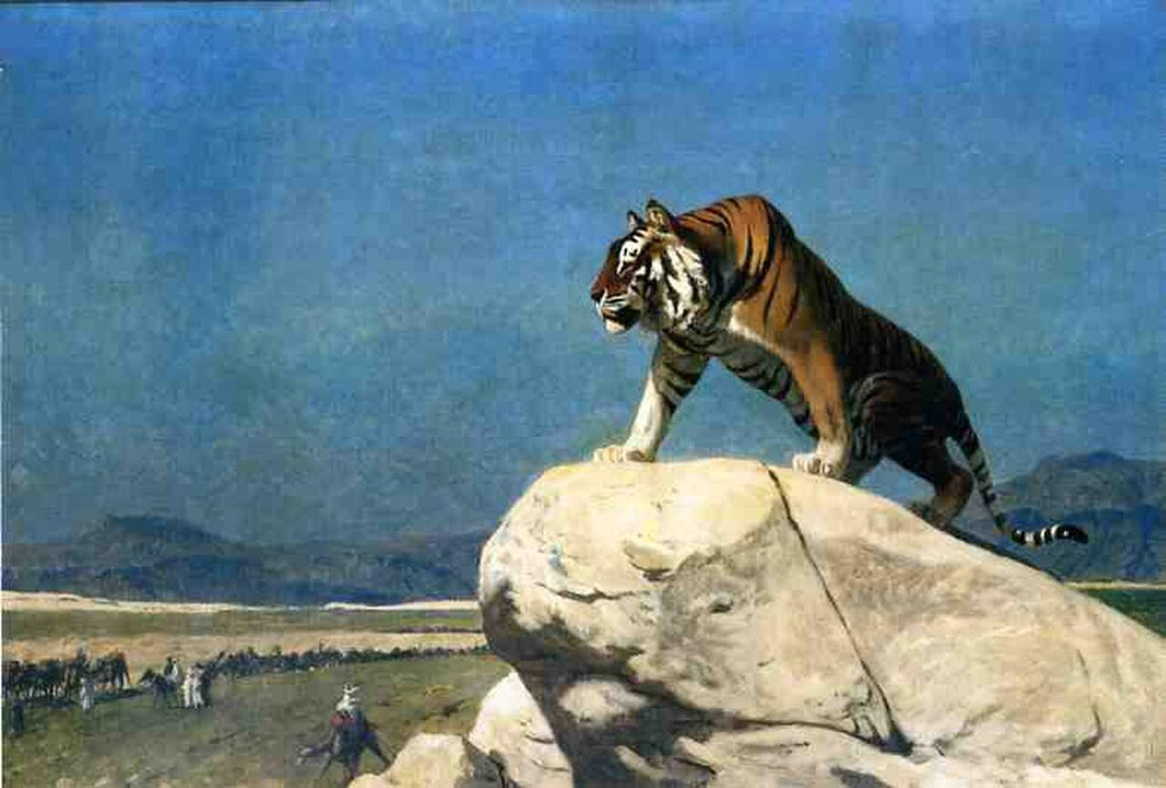 Tigre na Vigia (Jean-Leon Gerome) - Reprodução com Qualidade Museu
