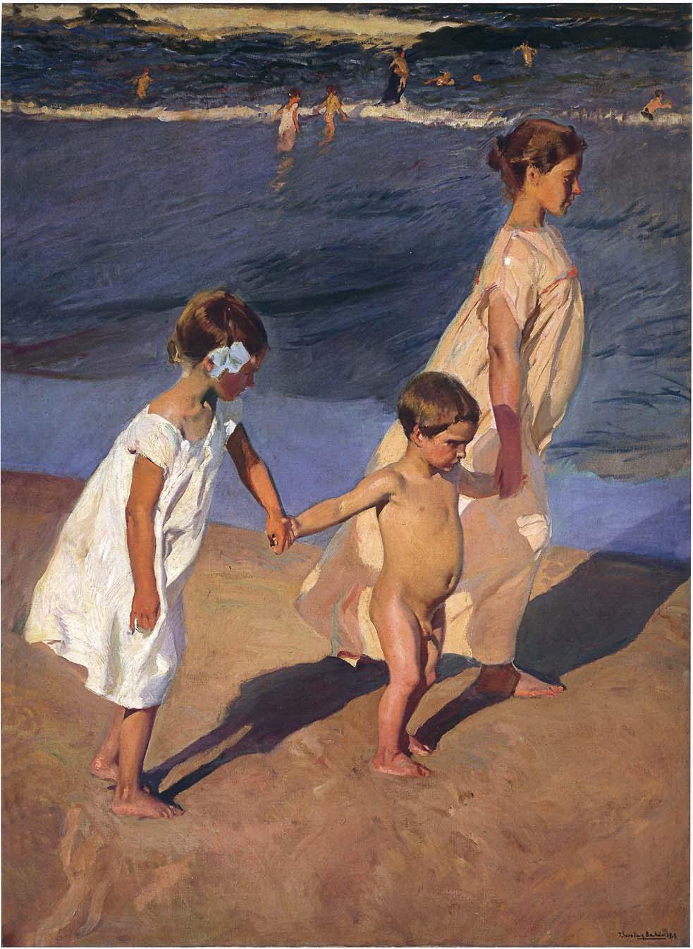 To The Water, Valência - Going For A Bath, Valência (Joaquin Sorolla) - Reprodução com Qualidade Museu