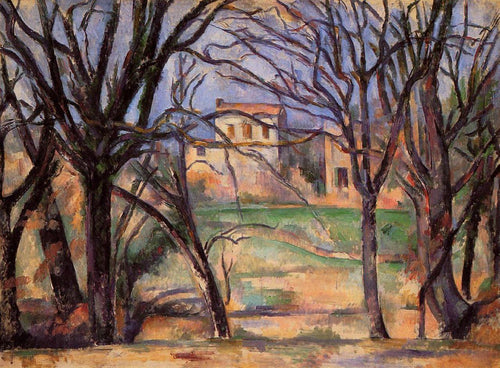 Árvores e casas (Paul Cézanne) - Reprodução com Qualidade Museu