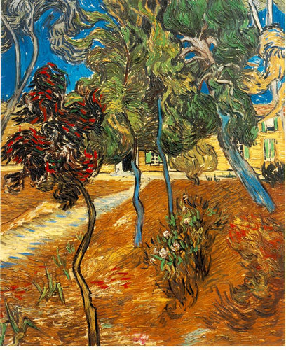 Árvores no jardim do asilo (Vincent Van Gogh) - Reprodução com Qualidade Museu
