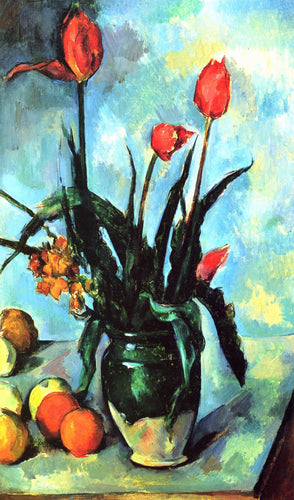 Tulipas em um vaso (Paul Cézanne) - Reprodução com Qualidade Museu