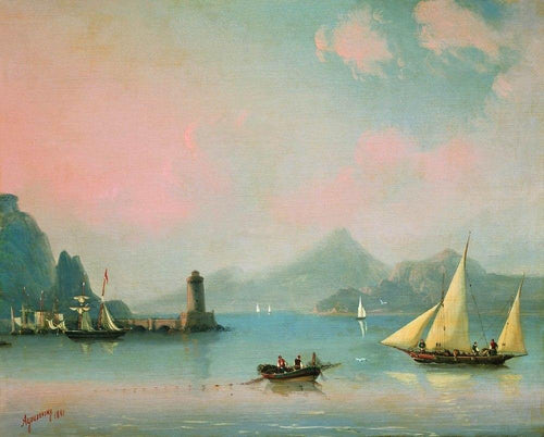 Canal do Mar com Farol (Ivan Aivazovsky) - Reprodução com Qualidade Museu