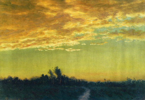 Crepúsculo no caminho (Albert Bierstadt) - Reprodução com Qualidade Museu