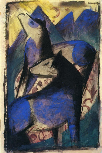 Dois cavalos azuis (Franz Marc) - Reprodução com Qualidade Museu