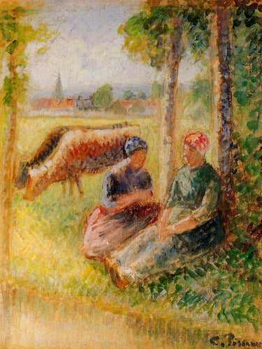 Dois vaqueiros à beira do rio (Camille Pissarro) - Reprodução com Qualidade Museu
