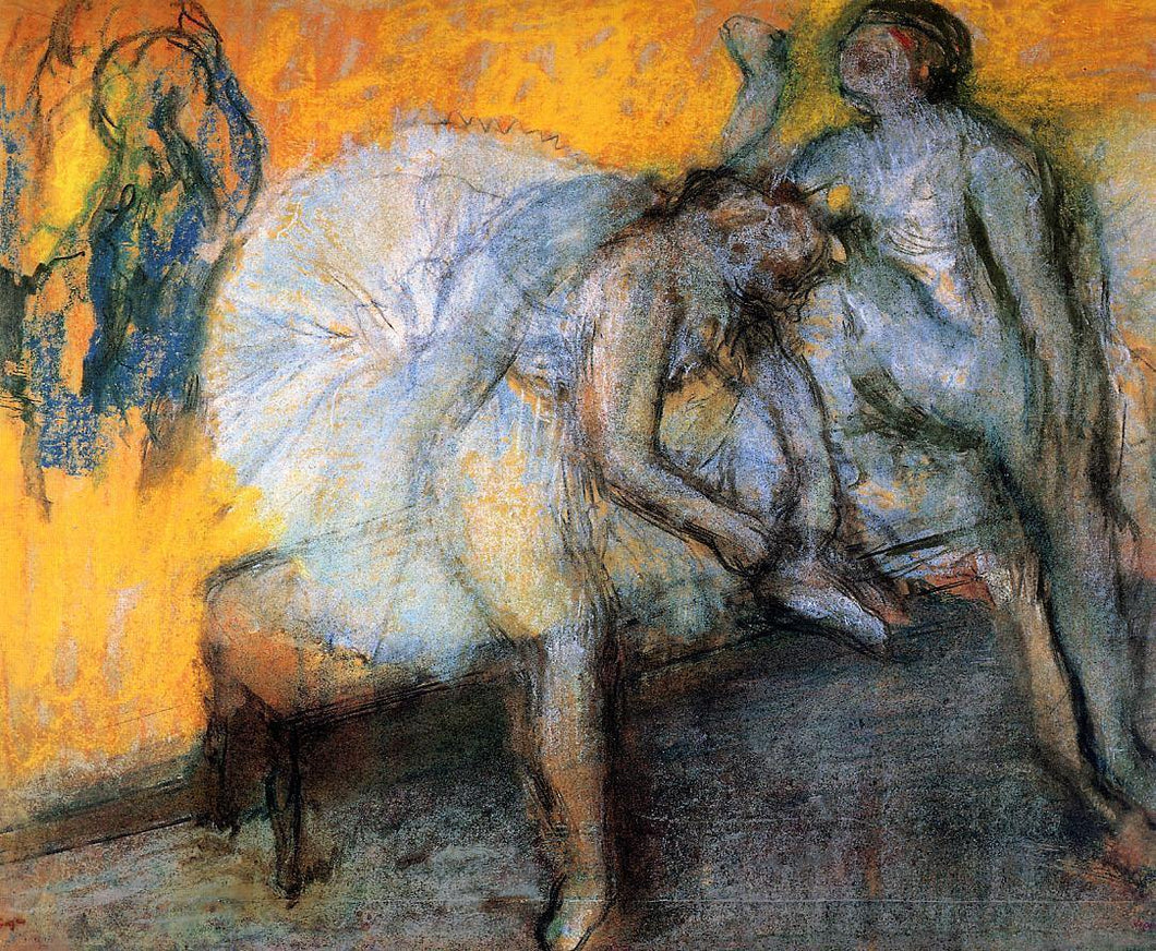 Dois dançarinos em amarelo e rosa (Edgar Degas) - Reprodução com Qualidade Museu